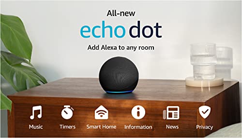 Amazon Echo Dot (newest model), Vibrant sounding Alexa speaker, Great for bedrooms, dining rooms and offices, Glacier White