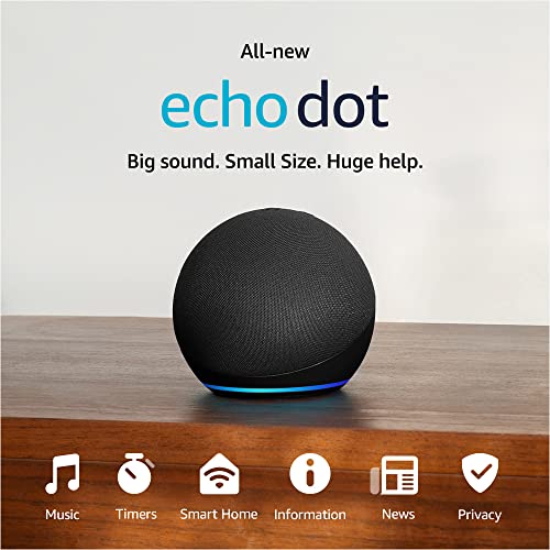 Amazon Echo Dot (newest model), Vibrant sounding Alexa speaker, Great for bedrooms, dining rooms and offices, Glacier White