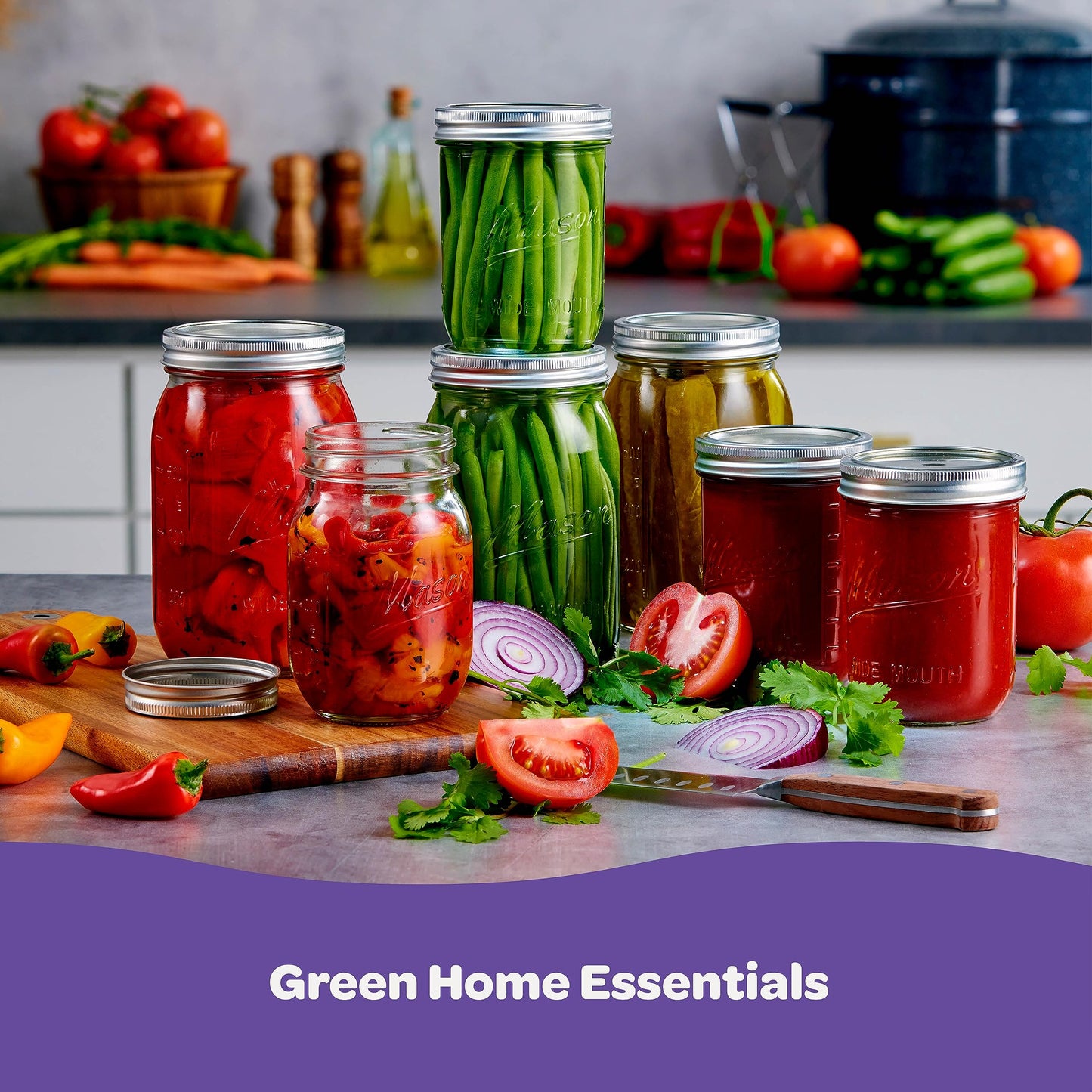 SEWANTA Wide Mouth Mason Jars 32 oz [4 Pack] With Mason Jar Lids and Bands, Mason Jars 32 oz - For Canning, Fermenting, Pickling - Jar Decor - Microwave/Freeze/Dishwasher Safe.